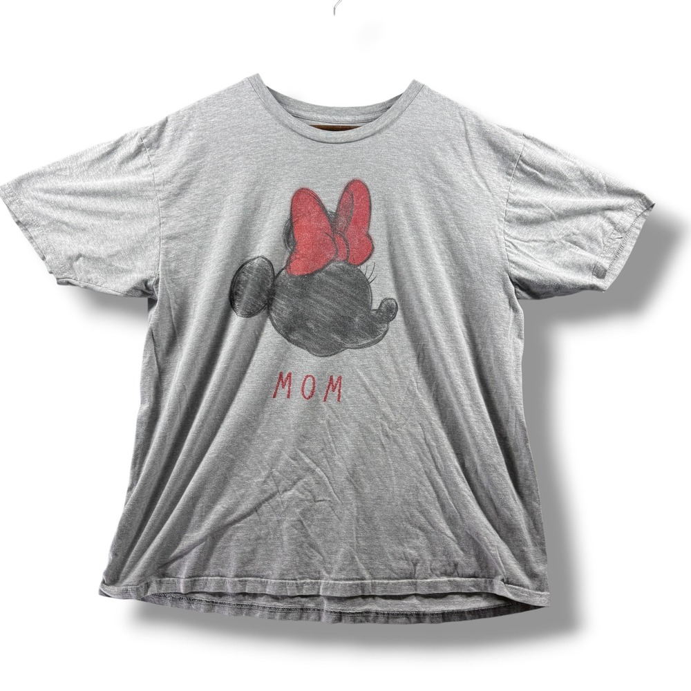 Disney Minnie Mouse Mom Graphic T-Shirt Gray Heather Short Sleeve XL